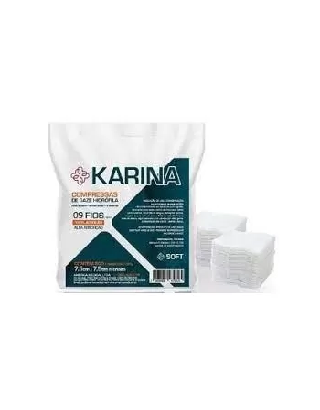 COMPRESSA KARINA,9 FIOS CM2, 7,5CMX7,5CM,15CMX24CM C/ 500UND