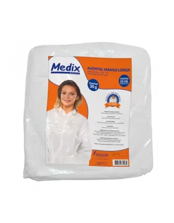 AVENTAL MANGA LONGA 30GR MEDIX PACOTE COM 10UN